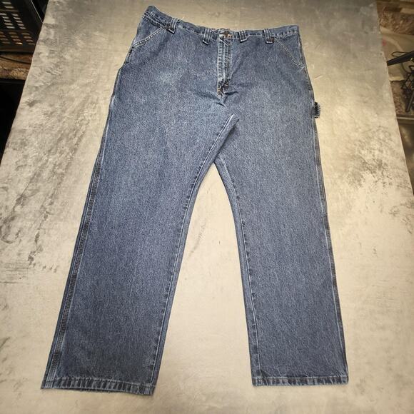 Wrangler Jeans Mens 44x31 Blue Carpenter Workwear Hammer Loop 94LSMDV Denim - Picture 1 of 9